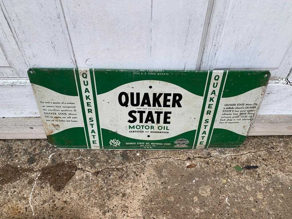 Lot 147 - QUAKER STATE MOTOR OIL SIGN 9" X 19"