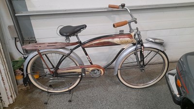 Lot 640 - COLUMBIA BUILT 1950 BEACH CRUISER BROWN + CREAM