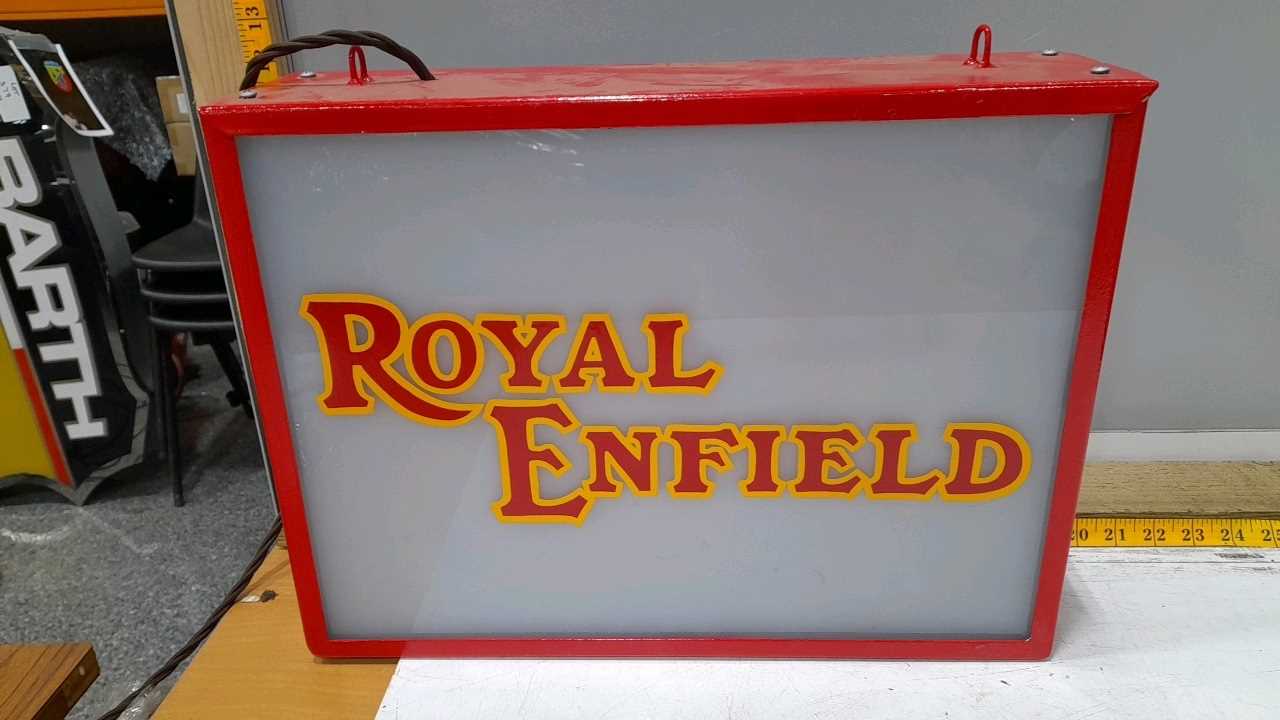 Lot 224 - ROYAL ENFIELD LIGHT UP SIGN  17"X13"