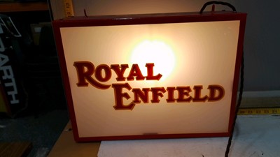 Lot 224 - ROYAL ENFIELD LIGHT UP SIGN  17"X13"