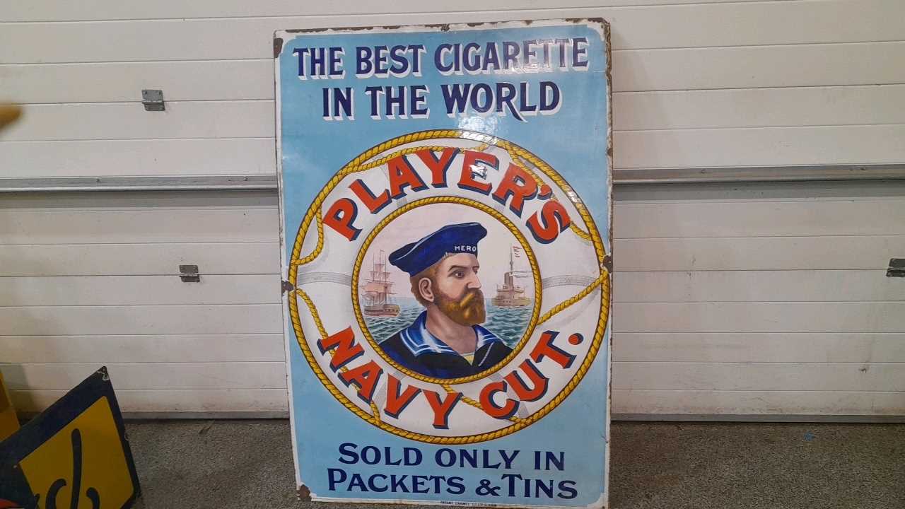 Lot 86 - PLAYERS NAVY CUT SIGN 60" X 40"