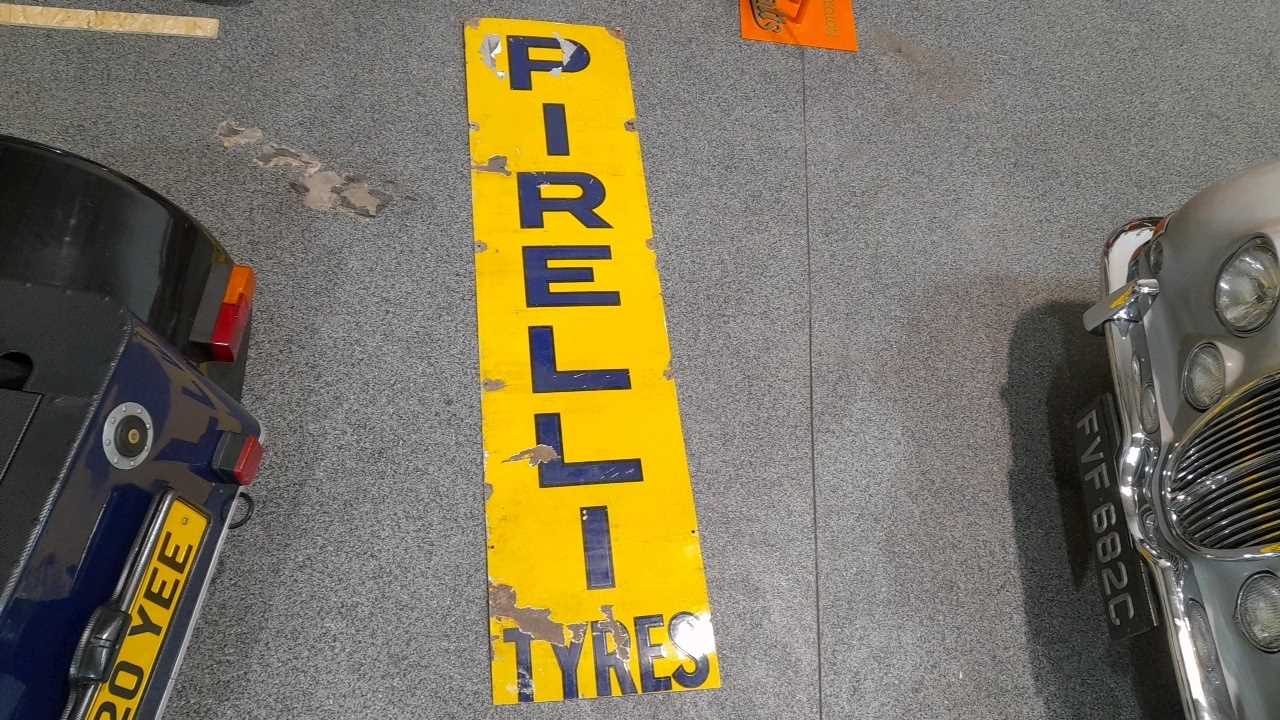 Lot 114 - PIRELLI TYRES VERTICAL  ORIGINAL SIGN  84" X 20"