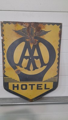 Lot 468 - ENAMEL AA HOTEL SIGN 22" X 30"