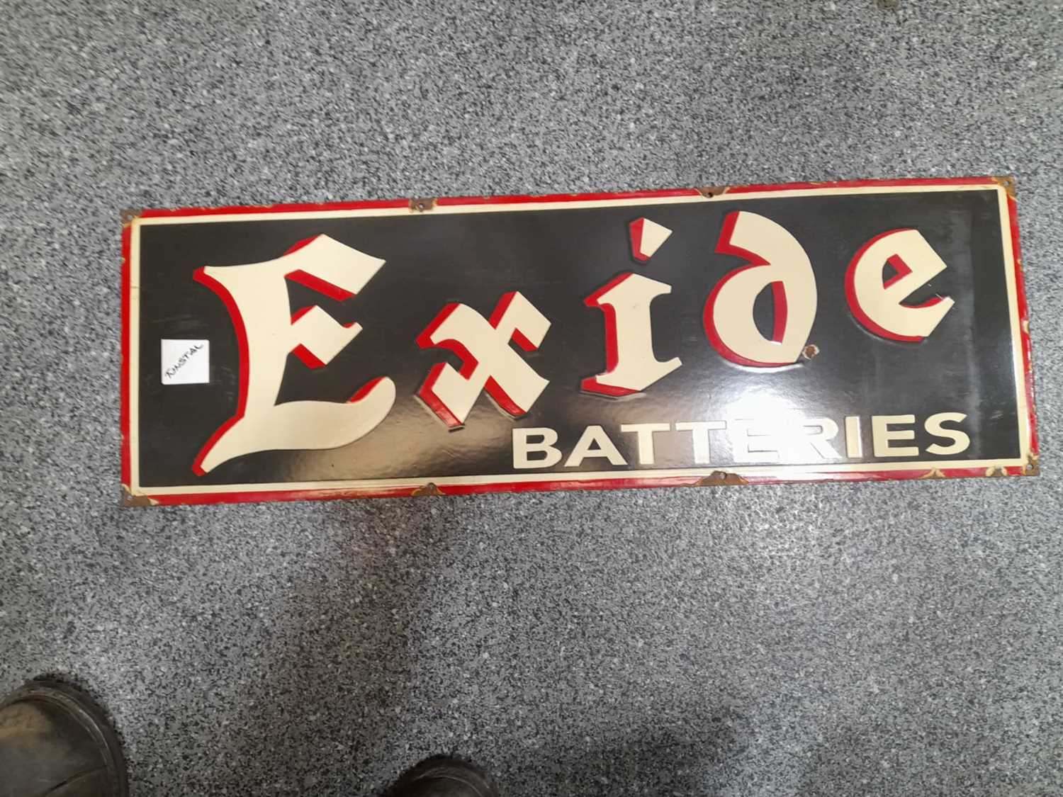 Lot 116 - EXIDE BATTERIES ENAMEL SIGN 35" X 12"