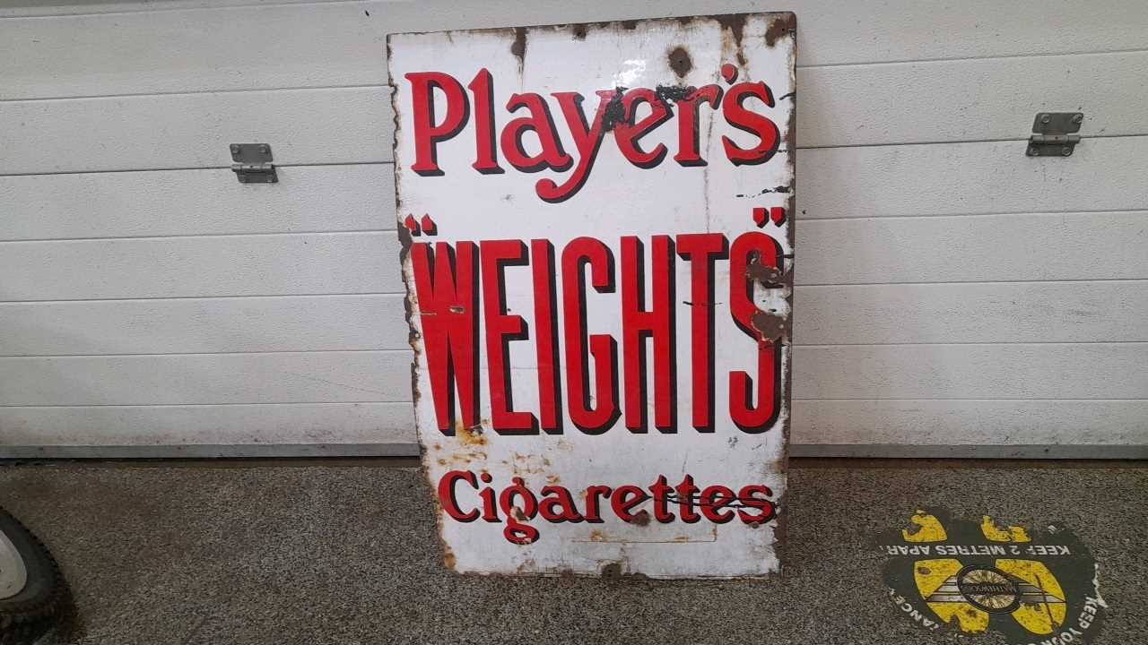 Lot 18 - PLAYERS CIGARETTES ENAMEL SIGN 36" X 23"