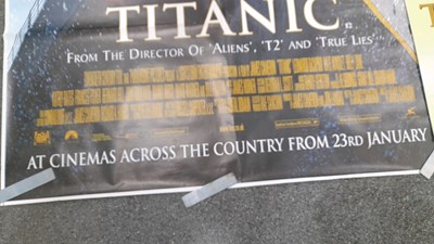 Lot 261 - TITANIC PROMOTION BOARDS/POSTERS ALL DOUBLE SIDED + 5 SCRAP BOOKS OF CUNARD LINERS