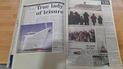 Lot 261 - TITANIC PROMOTION BOARDS/POSTERS ALL DOUBLE SIDED + 5 SCRAP BOOKS OF CUNARD LINERS