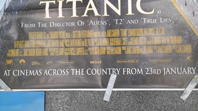 Lot 261 - TITANIC PROMOTION BOARDS/POSTERS ALL DOUBLE SIDED + 5 SCRAP BOOKS OF CUNARD LINERS