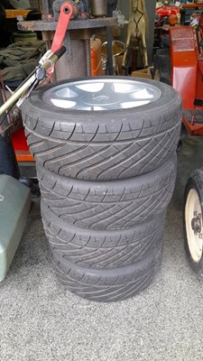 Lot 640 - 4 X FORD RS ALLOY WHEELS FITTED WITH YOKOHAMA 195/ R50-15