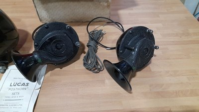 Lot 71 - PAIR OF MARSHAL HEADLIGHTS & PAIR OF LUCAS HORNS