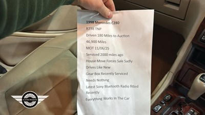 Lot 734 - 1998 MERCEDES C280 ELEGANCE AUTO