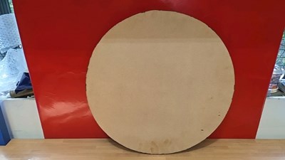 Lot 777 - SHELL GASOLINE WOODEN HAND PAINTED SIGN 23" DIA