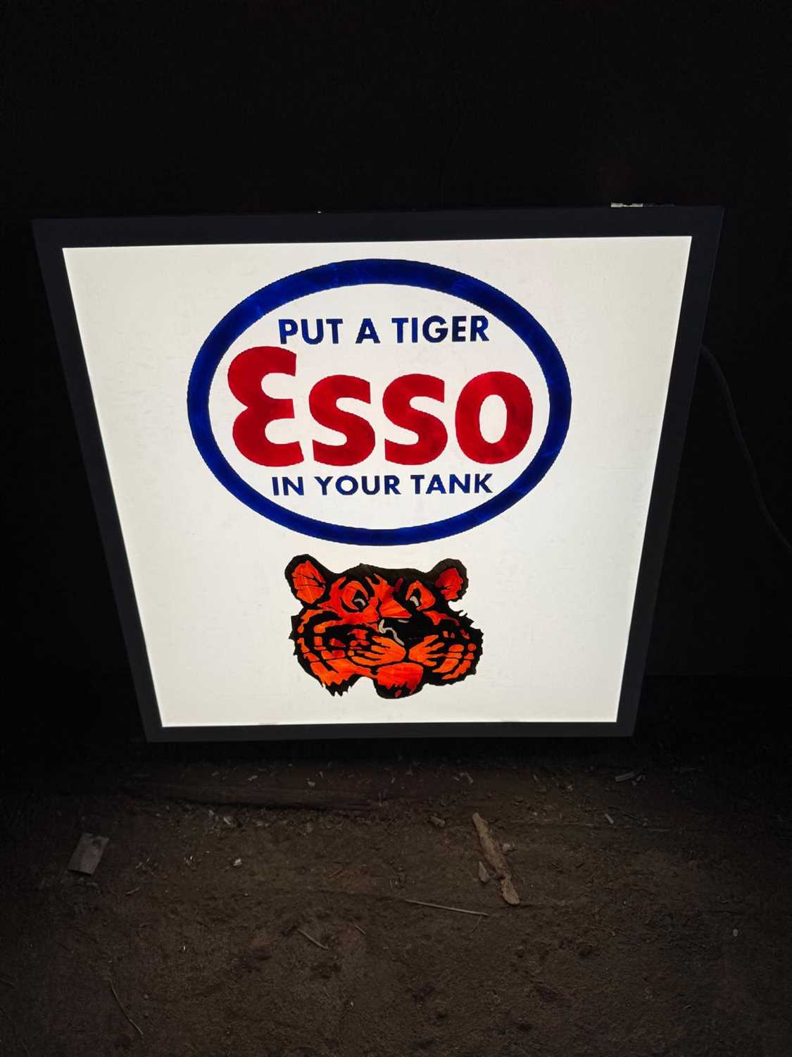 Lot 779 - ESSO PUT A TIGER IN YOUR TANK LIGHT UP SIGN 24" X 24"