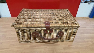 Lot 579 - FOUR PERSON WICKER PICNIC HAMPER