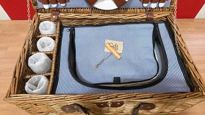 Lot 579 - FOUR PERSON WICKER PICNIC HAMPER