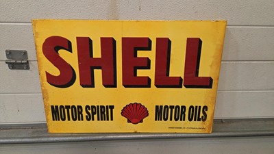 Lot 111 - SHELL MOTOR SPIRIT , DOUBLE SIDED ENAMEL SIGN 24" X 16"