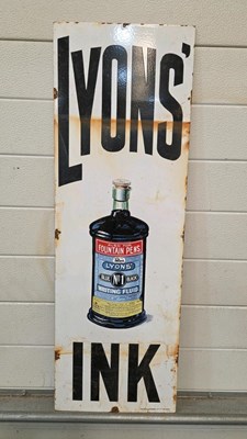Lot 621 - LYONS INK ENAMEL SIGN 36" X 12"