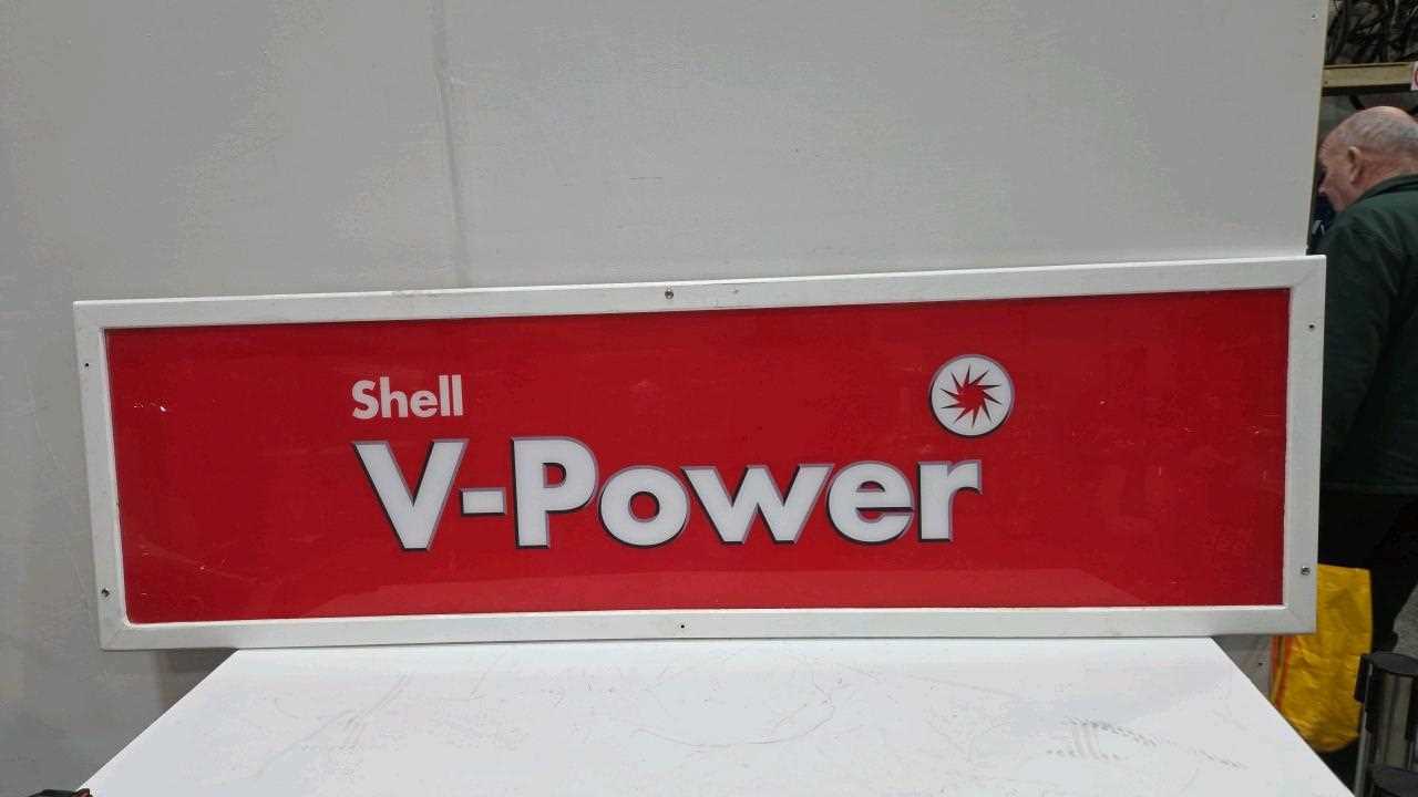 Lot 583 - SHELL V-POWER PLASTIC MOUNTED SIGN 73" X 22"