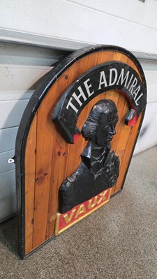 Lot 245 - WOODEN THE ADMIRAL , VAUX PUB SIGN 41" X 35"