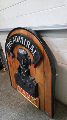 Lot 245 - WOODEN THE ADMIRAL , VAUX PUB SIGN 41" X 35"