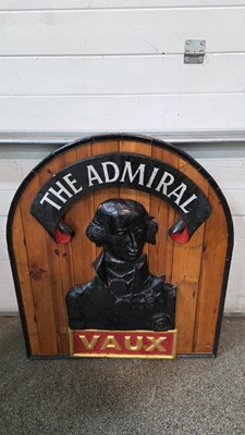Lot 245 - WOODEN THE ADMIRAL , VAUX PUB SIGN 41" X 35"
