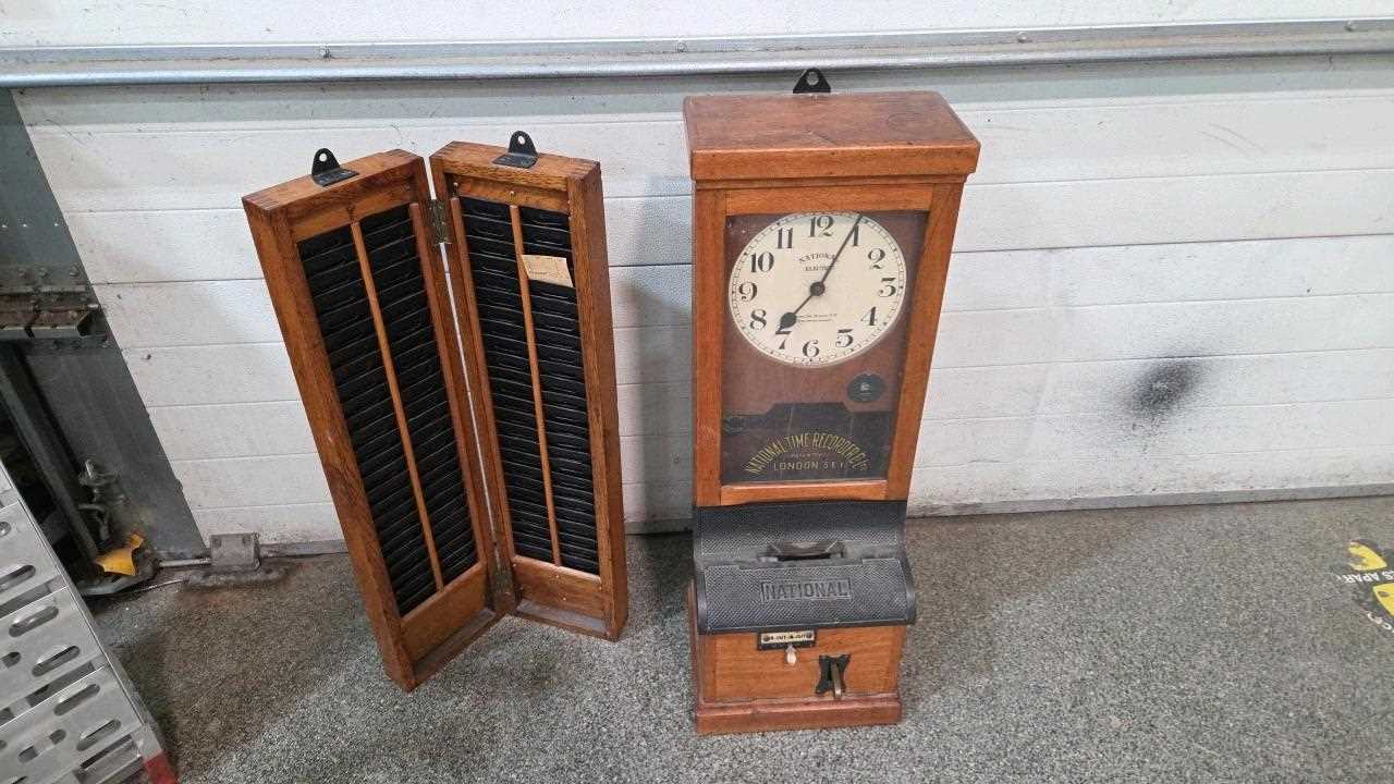 Lot 179 - NATIONAL ELECTRIC VINTAGE CLOCKING IN MACHINE WITH CARD STORAGE