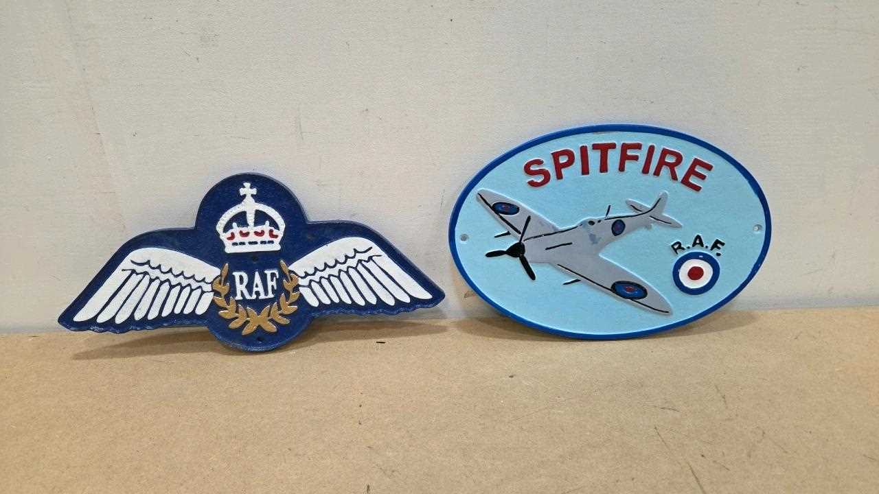 Lot 19 - PAIR OF CAST REPRO WW2 D-DAY & RAF SIGNS