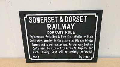 Lot 23 - SOMERSET & DORSET RAILWAY , CAST REPRO SIGN 16" X 11"