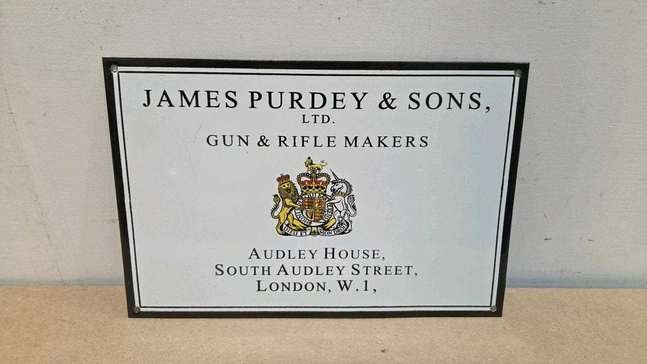 Lot 31 - JAMES PURDEY REPRO ENAMEL SIGN