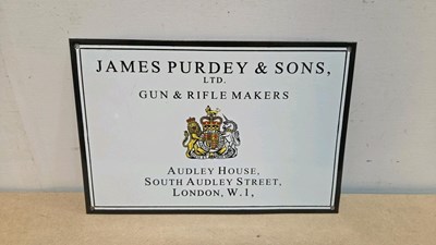 Lot 31 - JAMES PURDEY REPRO ENAMEL SIGN