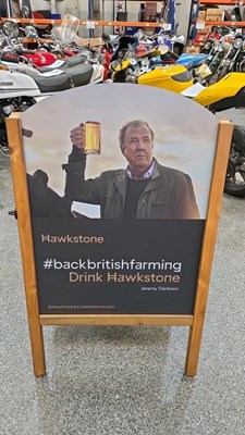 Lot 37 - A-FRAME SIGN OF JEREMY CLARKSON FROM THE HAWKSTONE BREWERY