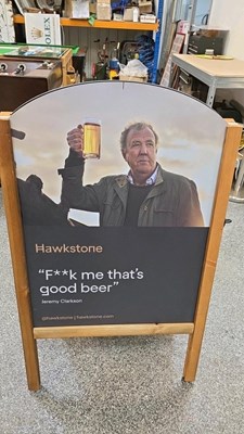Lot 37 - A-FRAME SIGN OF JEREMY CLARKSON FROM THE HAWKSTONE BREWERY