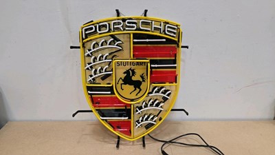 Lot 39 - PORSCHE NEON LIGHT UP SIGN 21" X 24"