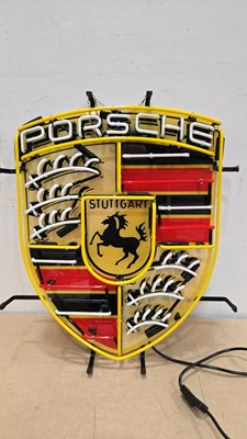 Lot 39 - PORSCHE NEON LIGHT UP SIGN 21" X 24"