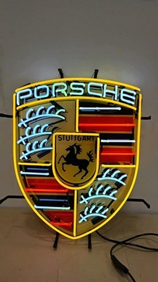 Lot 39 - PORSCHE NEON LIGHT UP SIGN 21" X 24"