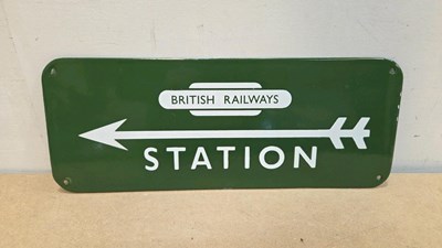 Lot 377 - BRITISH RAILWAY STATION REPRO ENAMEL SIGN 18" X 7"
