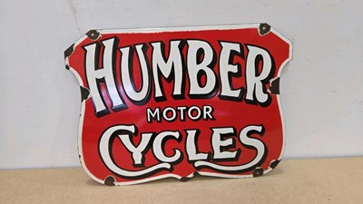 Lot 359 - HUMBER MOTOR CYCLES REPRO ENAMEL SIGN 24" X 26"
