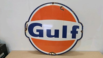 Lot 400 - GULF REPRO ENAMEL SIGN 32" X 34"