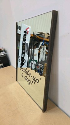 Lot 69 - VINTAGE STYLE SPRATT'S MIRROR WITH ETCHED LETTERING 24" X 20"