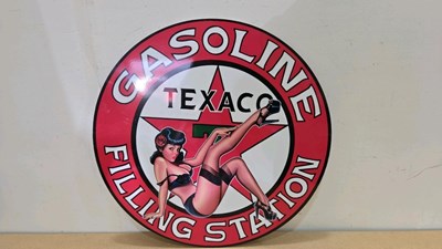Lot 345 - ROUND TEXACO FILLING STATION STEEL SIGN 24" DIA
