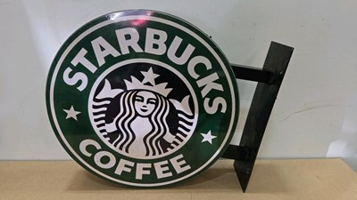 Lot 349 - STARBUCKS COFFEE STYLE , DOUBLE SIDED SIGN 27" X 23"