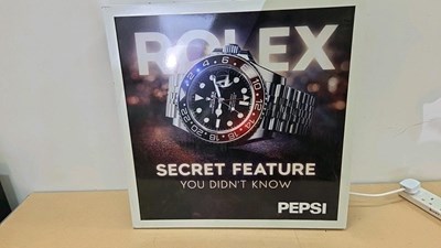Lot 475 - ROLEX STYLE PEPSI LIGHT UP SIGN 24" X 24"
