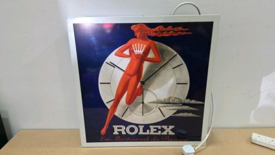Lot 813 - ROLEX STYLE WITH RED FIGURE LIGHT UP SIGN 24" X 24"