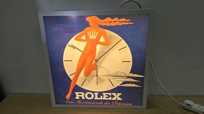 Lot 813 - ROLEX STYLE WITH RED FIGURE LIGHT UP SIGN 24" X 24"