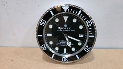 Lot 501 - ROLEX STYLE SUBMARINER WALL CLOCK 13" DIA