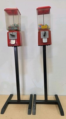 Lot 277 - PAIR OF BUBBLE GUM MACHINES ON STANDS