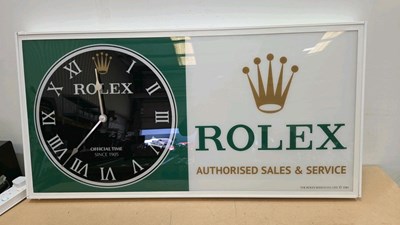 Lot 251 - ROLEX STYLE CLOCK ILLUMINATED SIGN 48" X 24"