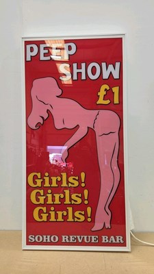 Lot 641 - PEEP SHOW ILLUMINATED SIGN 47" X 24"