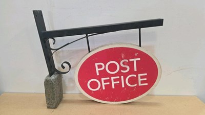Lot 827 - POST OFFICE, DOUBLE SIDED SIGN WITH BRACKET 22" X 17"