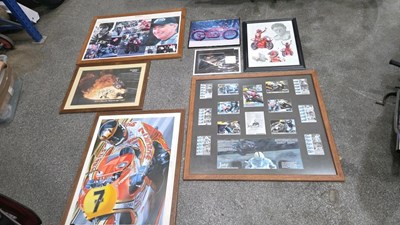 Lot 391 - SELECTION OF 7X FRAMED MOTORCYCLE PRINTS